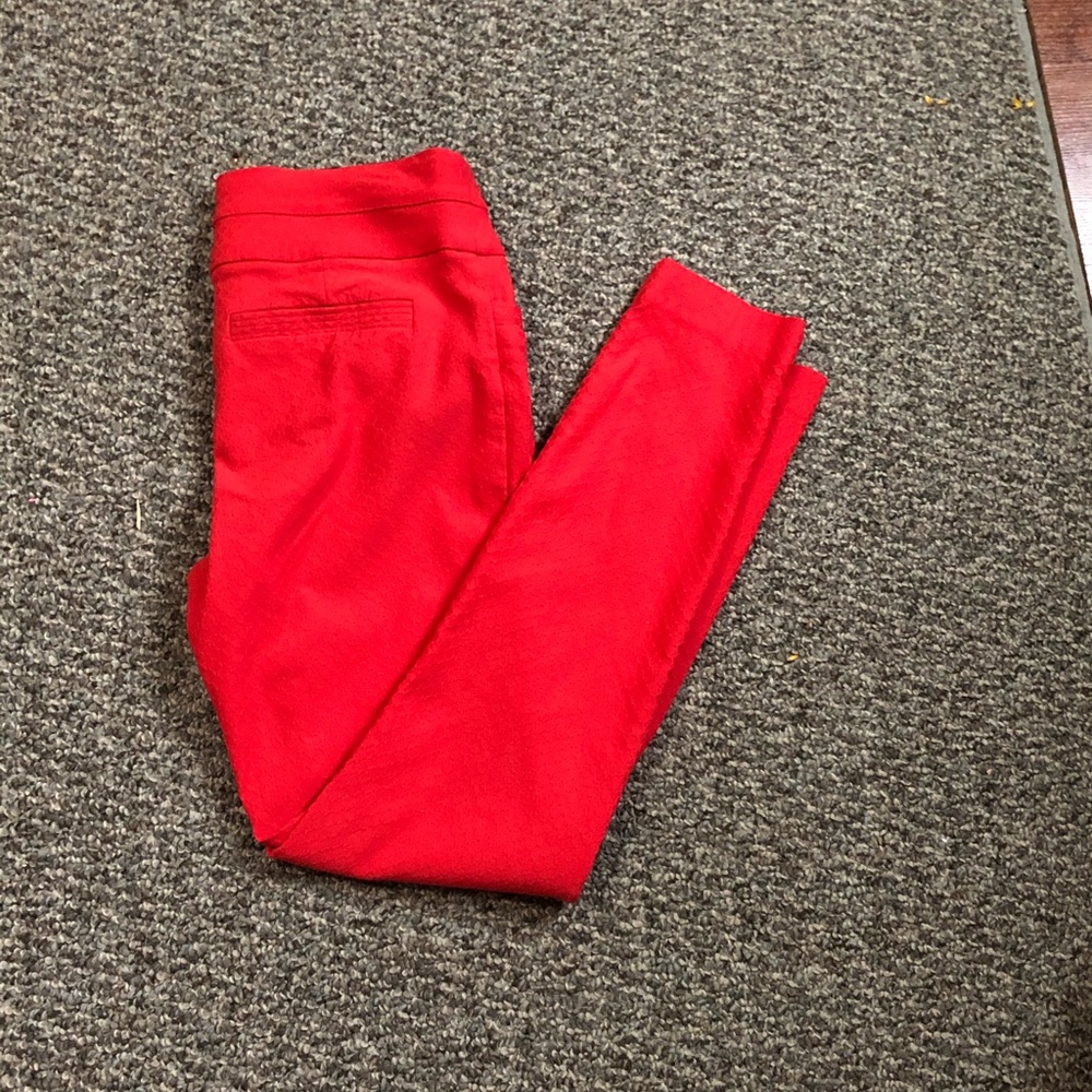 Bright red orange cropped dress pants maurices